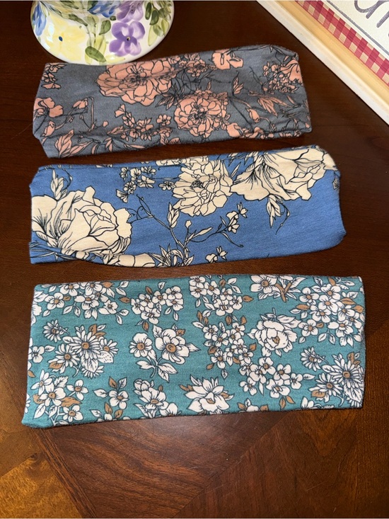 Accessories - Floral Stretch Headbands Trio - Pink, Blue, Teal
